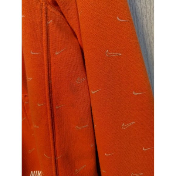 Nike Men Hoodie Large Orange Swoosh Graphic All Over Front Pocket Pullover READ - Picture 5 of 10